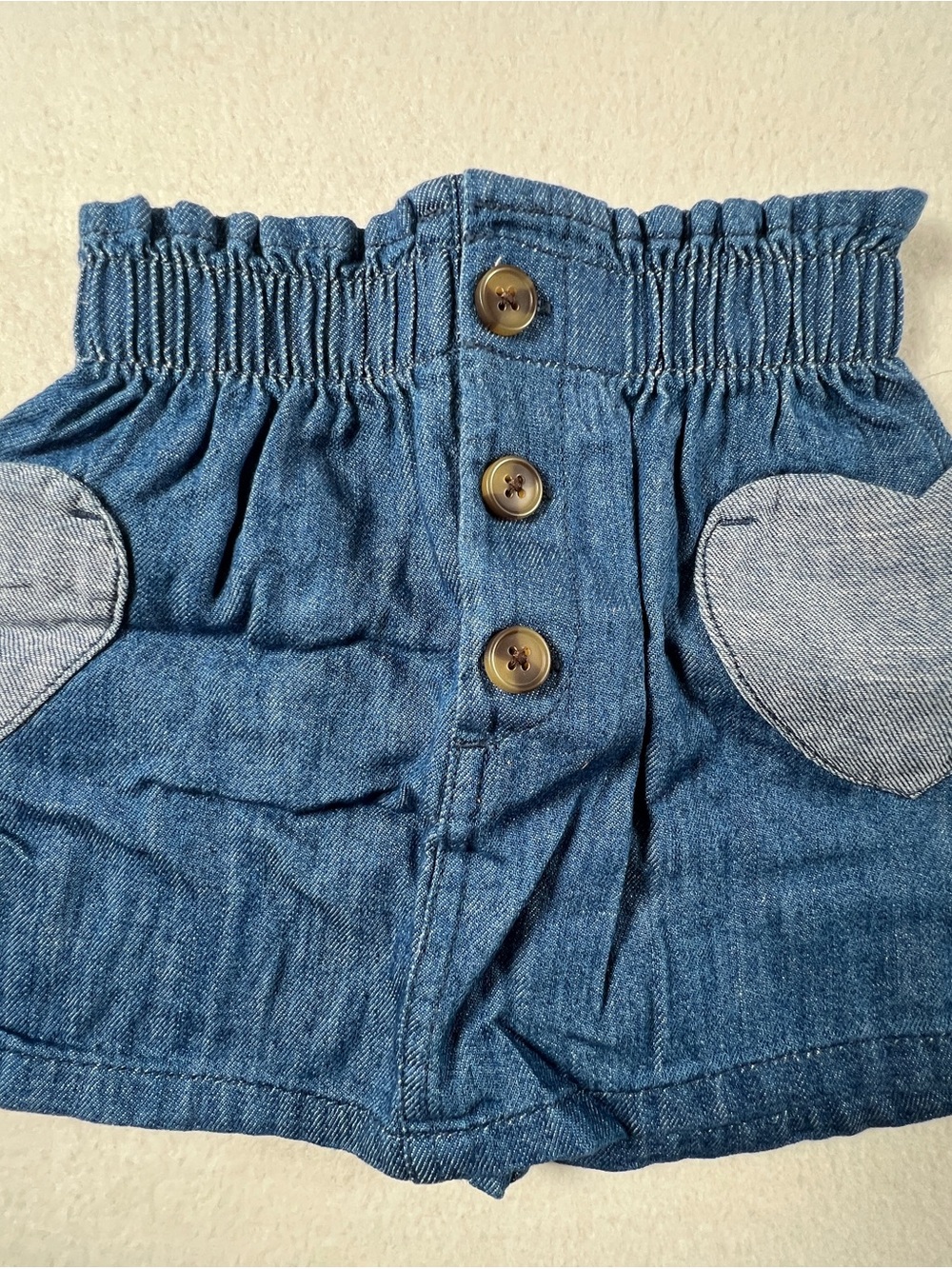 Girls Blue Denim Paperbag Waist Skirt - NWT